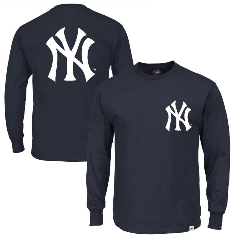 New York Yankees Majestic MLB Levare Long Sleeve T-Shirt – Navy