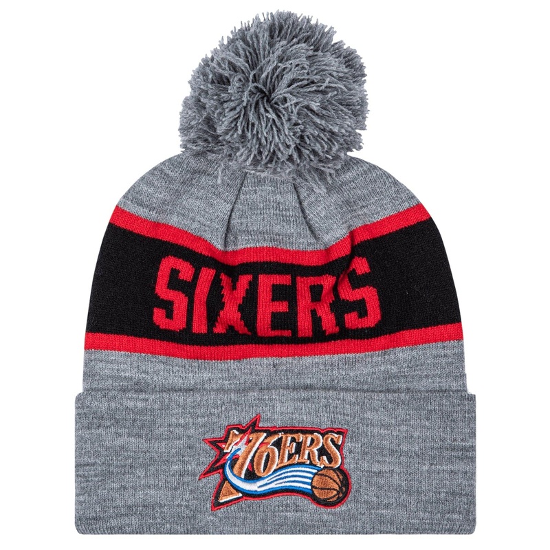Philadelphia 76ers Mitchell & Ness NBA HWC Team Tone Knit Beanie – Grey