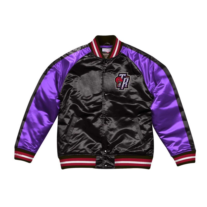 Toronto Raptors Mitchell & Ness NBA Colour Blocked Satin Jacket – Black