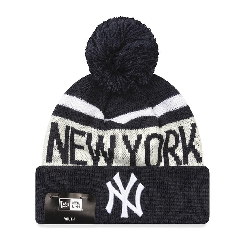 Youths New York Yankees New Era MLB Team Stone Stripe Knit Beanie – Navy