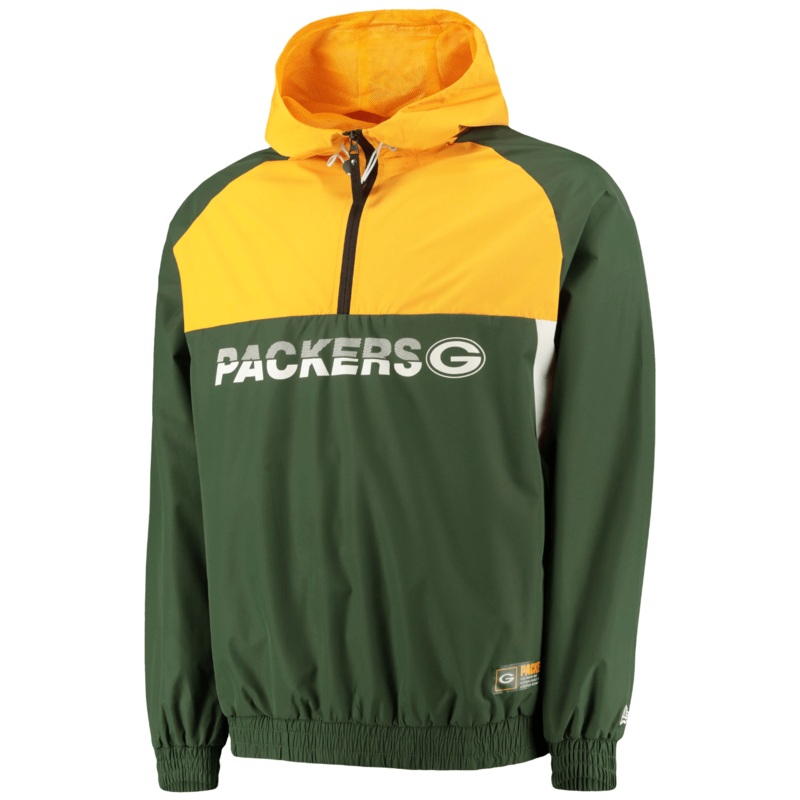 Green Bay Packers New Era NFL Colour Block Hooded Windbreaker Jacket – Green