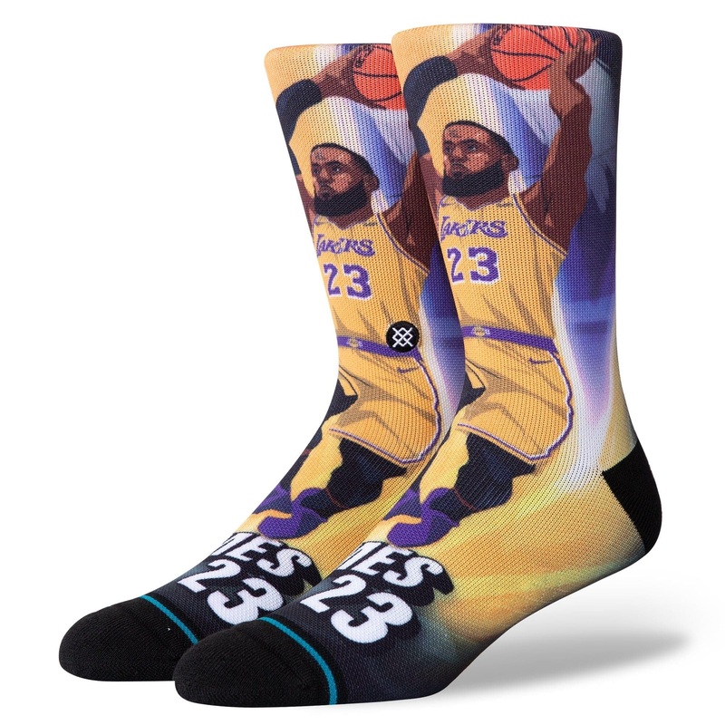 LeBron James Los Angeles Lakers Stance NBA Rise Crew Socks