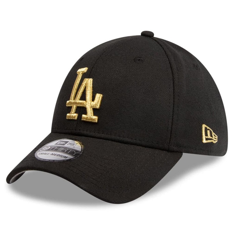 Los Angeles Dodgers New Era MLB Gold Special 39THIRTY Curve Hat – Black