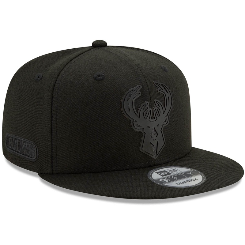 Milwaukee Bucks New Era NBA 2020 Black On Black Back Half 9FIFTY Snapback Hat