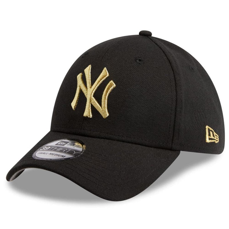 New York Yankees New Era MLB Gold Special 39THIRTY Curve Hat – Black