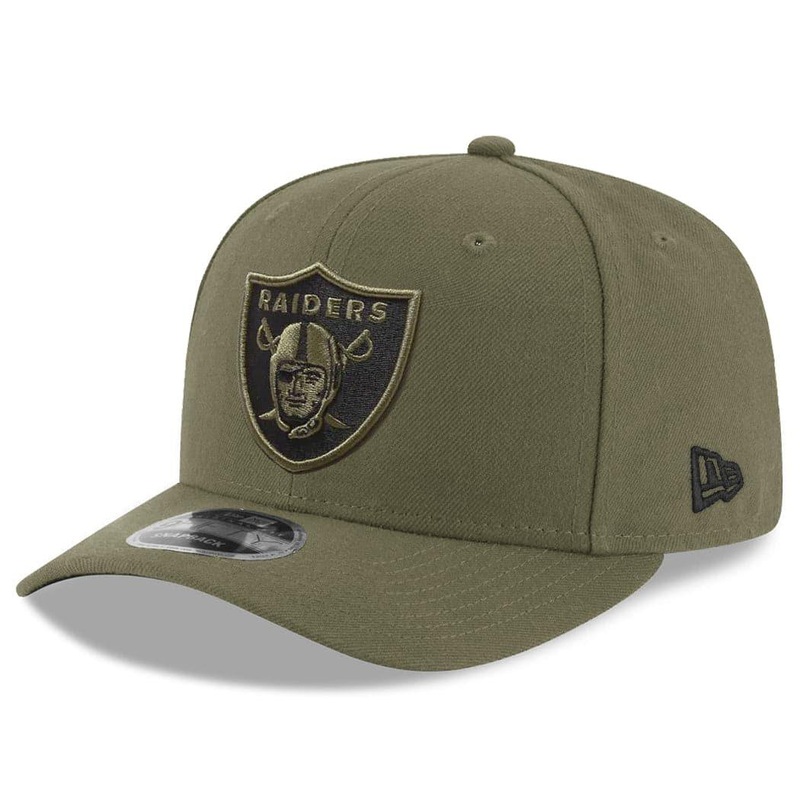 Oakland Raiders New Era NFL Pod Pre-Curved 9FIFTY Snapback Hat – Olive