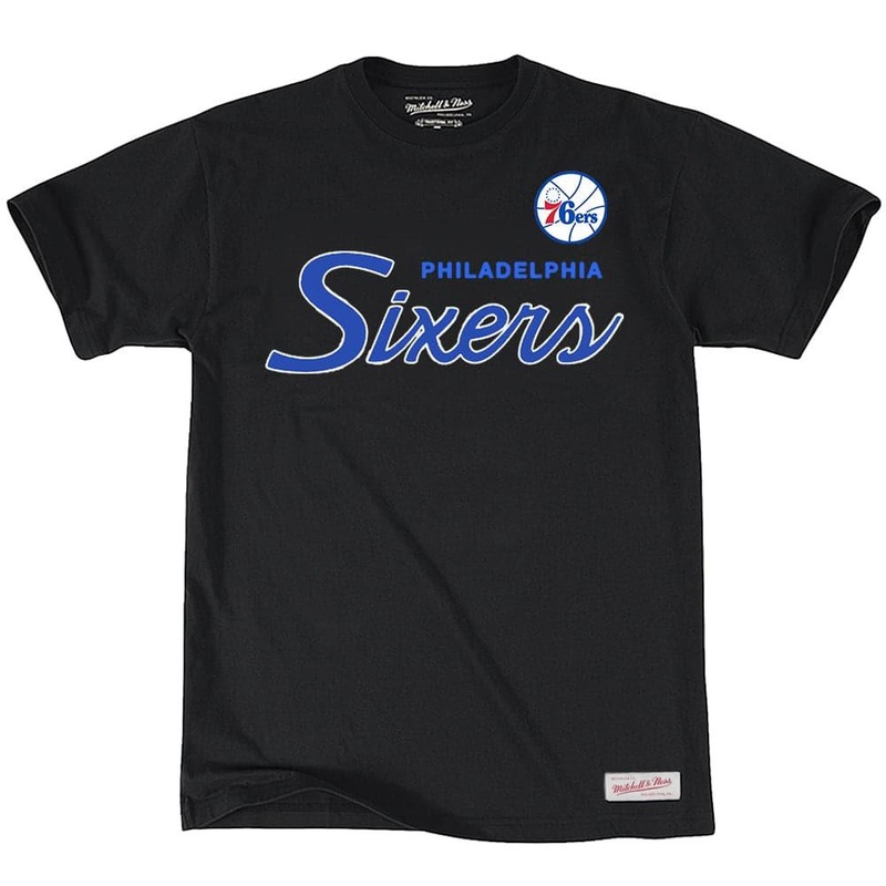 Philadelphia 76ers Mitchell & Ness NBA Special Script T-Shirt – Black
