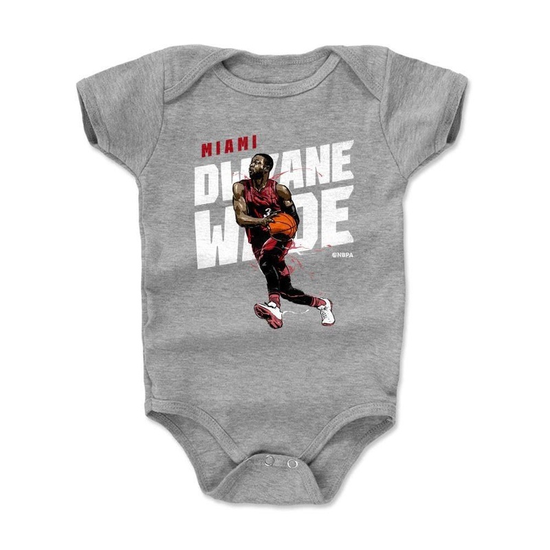 Babies Dwayne Wade Miami Heat 500 Level NBA Drive Onesie – Gray
