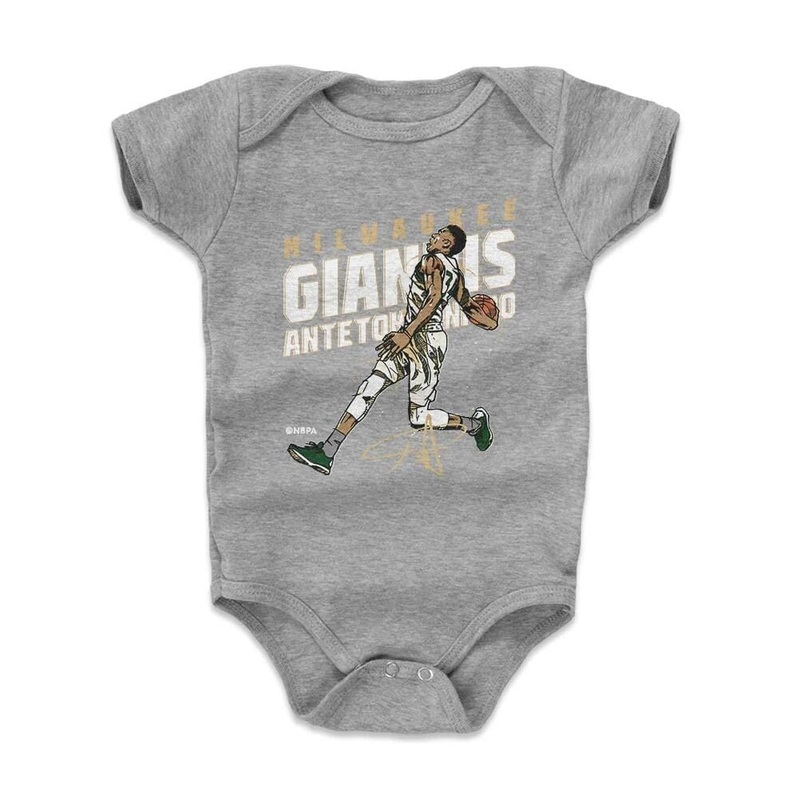 Babies Giannis Antetokounmpo Milwaukee Bucks 500 Level NBA Slam Onesie – Gray