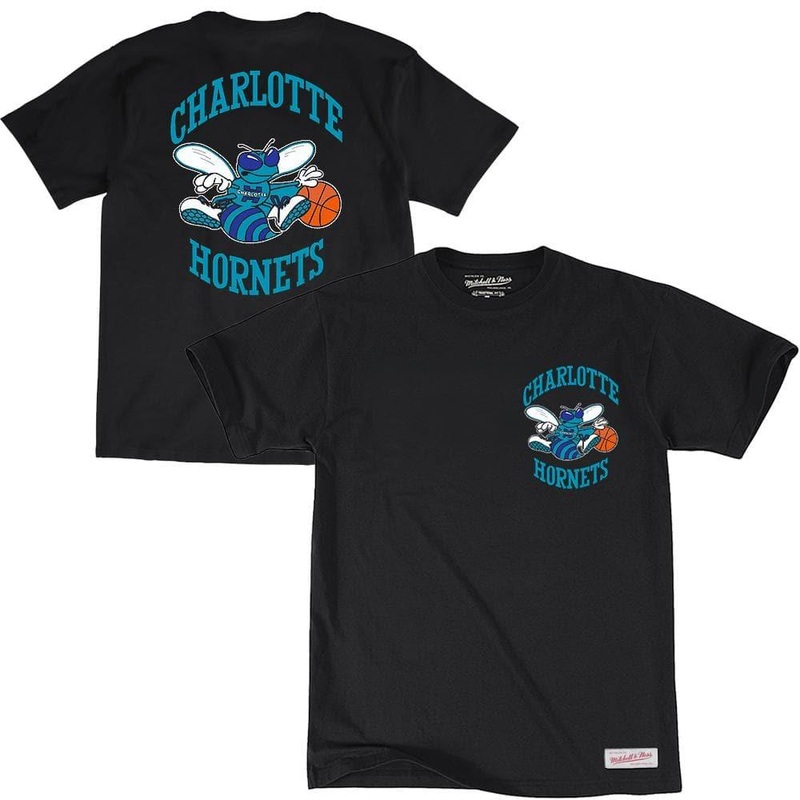 Charlotte Hornets Mitchell & Ness NBA Retro Repeat T-Shirt – Black