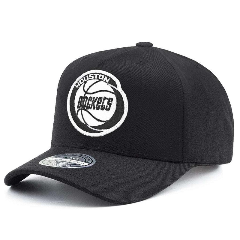 Houston Rockets Mitchell & Ness NBA HWC Black & White 110 Curve Snapback Hat