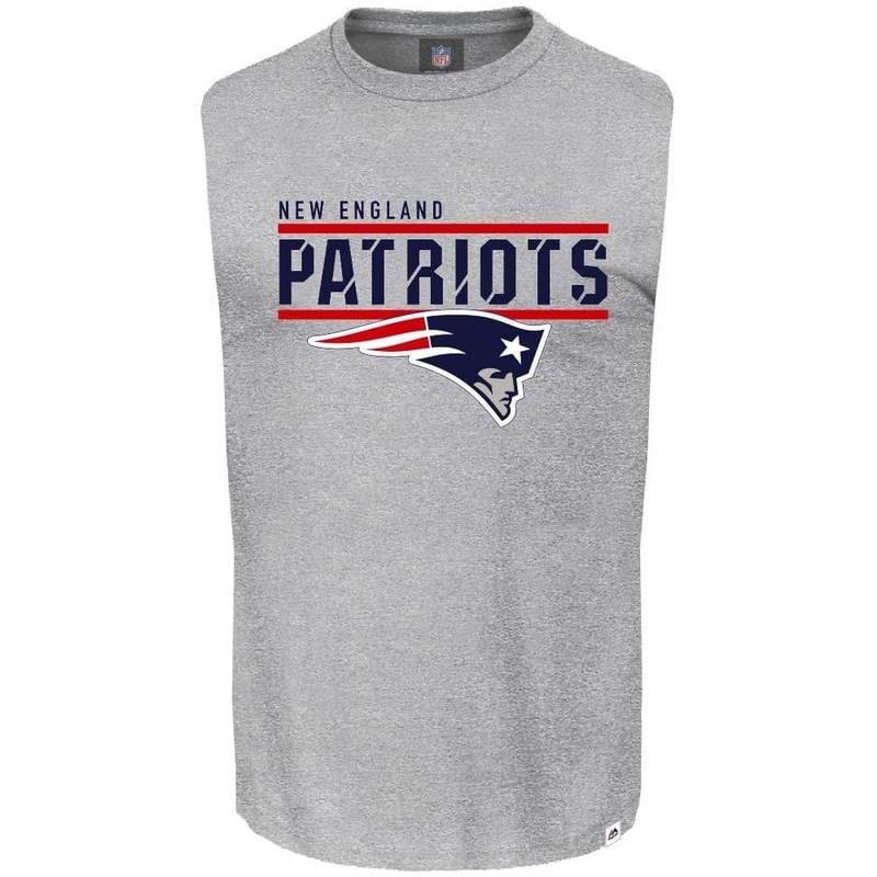 New England Patriots Majestic NFL Team Flex Sleeveless Muscle T-Shirt – Grey