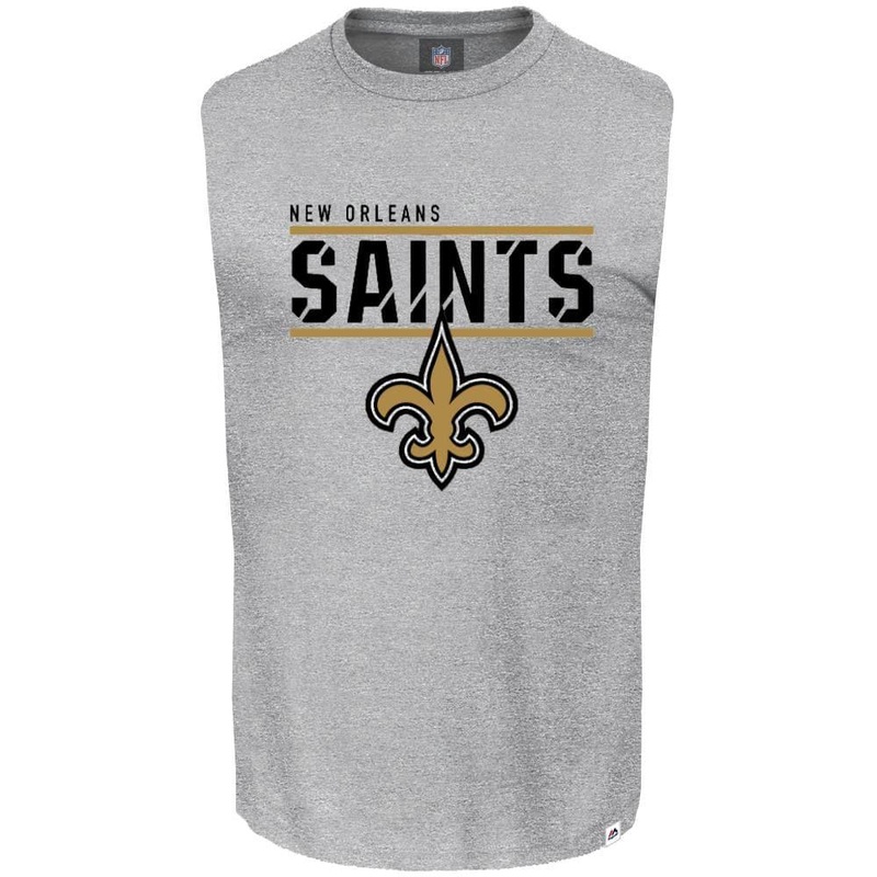 New Orleans Saints Majestic NFL Team Flex Sleeveless Muscle T-Shirt – Grey