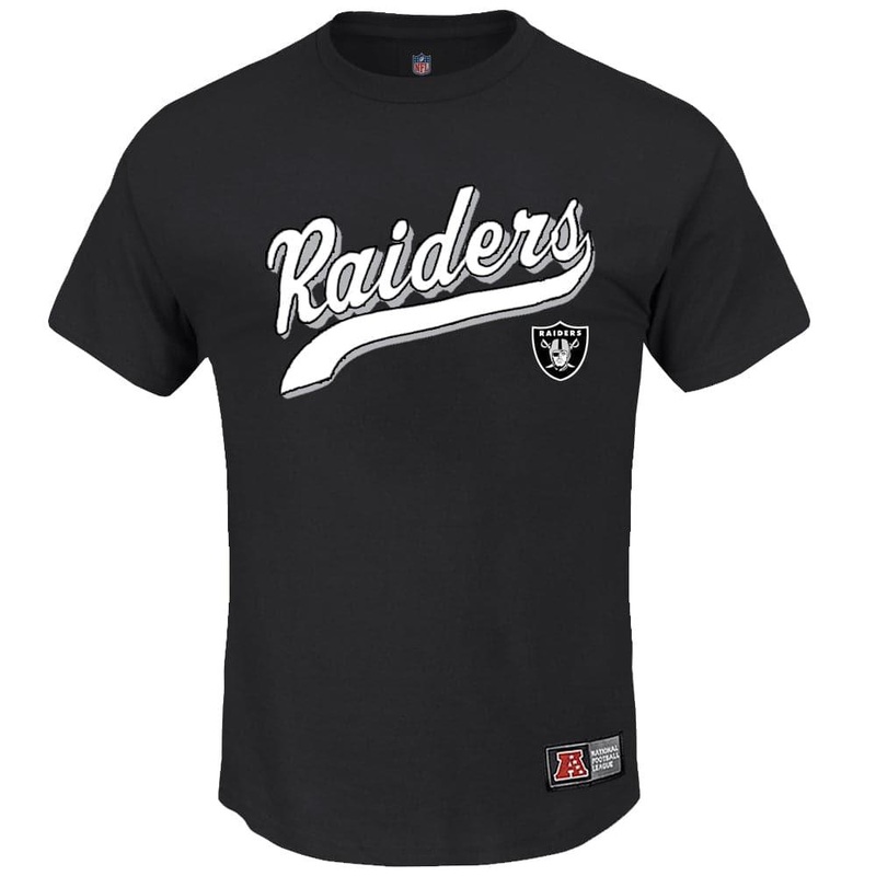 Oakland Raiders Majestic NFL Shadow Script T-Shirt – Black
