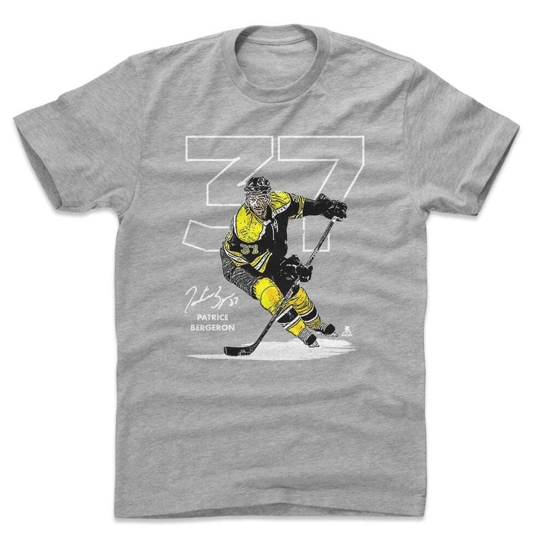 Patrice Bergeron Boston Bruins 500 Level NHL Outline T-Shirt – Gray