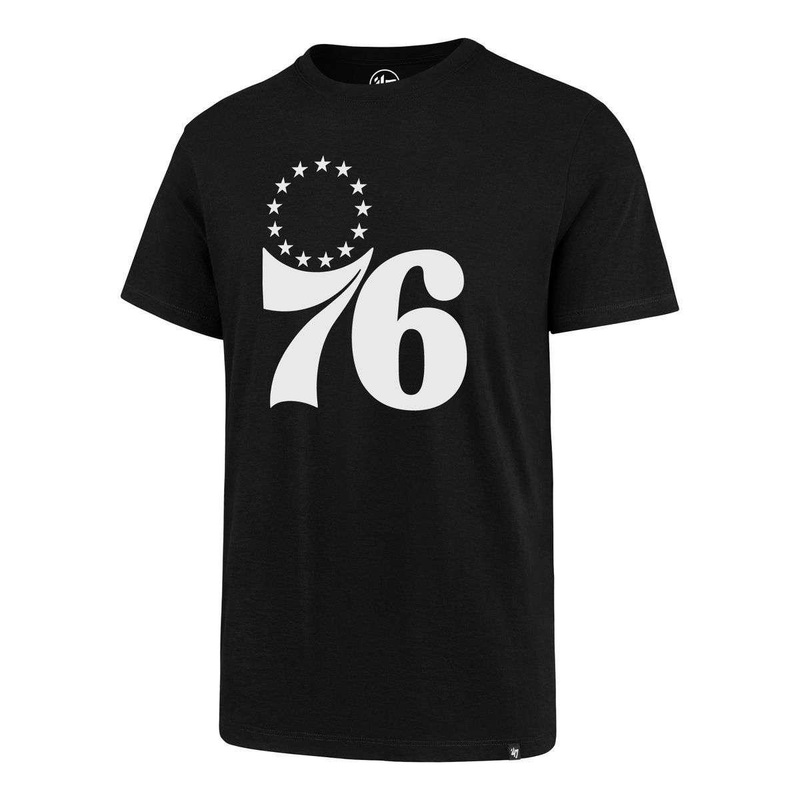 Philadelphia 76ers ’47 NBA Black & White Imprint Splitter T-Shirt – Black