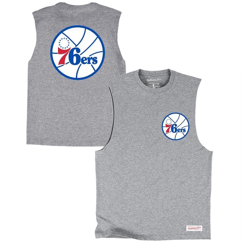 Philadelphia 76ers Mitchell & Ness NBA Colour Pop Muscle T-Shirt – Grey