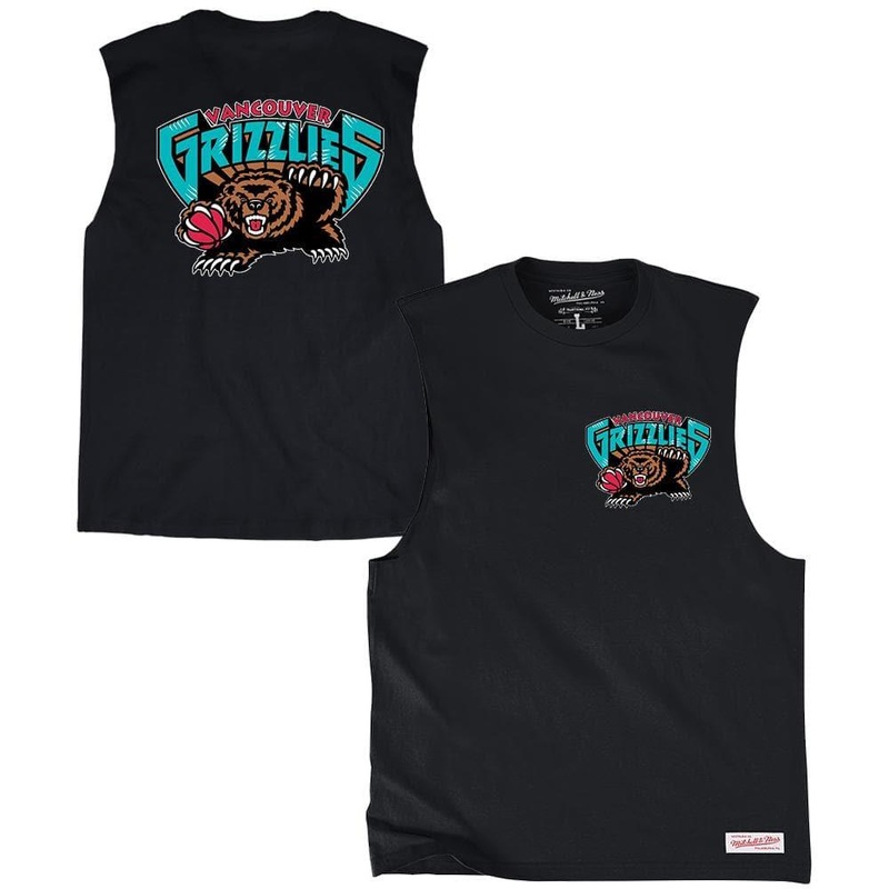 Vancouver Grizzlies Mitchell & Ness NBA Retro Repeat Muscle T-Shirt – Black
