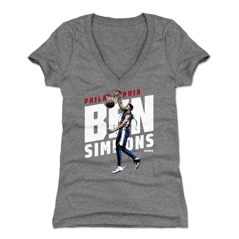 Womens Ben Simmons Philadelphia 76ers 500 Level NBA Slant T-Shirt – Gray