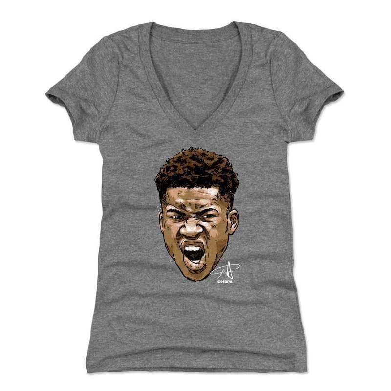 Womens Giannis Antetokounmpo Milwaukee Bucks 500 Level NBA Scream T-Shirt – Gray