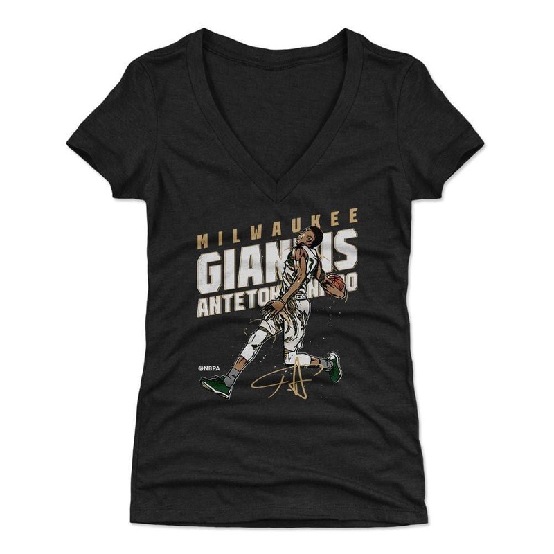 Womens Giannis Antetokounmpo Milwaukee Bucks 500 Level NBA Slam T-Shirt – Black