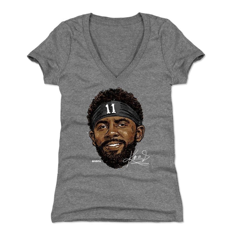 Womens Kyrie Irving Brooklyn Nets 500 Level NBA Smile T-Shirt – Gray