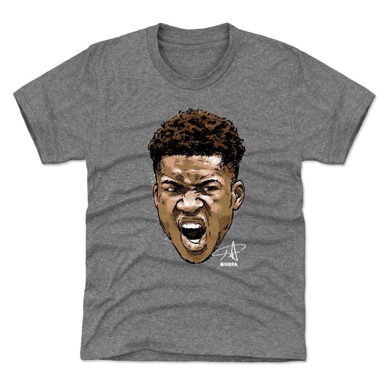 Youths Giannis Antetokounmpo Milwaukee Bucks 500 Level NBA Scream T-Shirt – Gray
