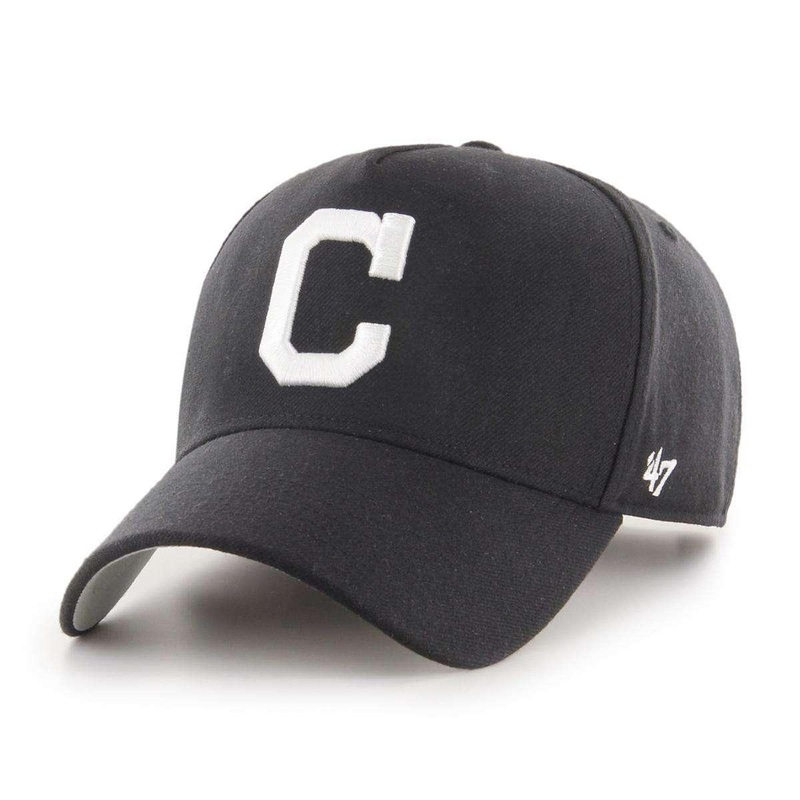 Cleveland Indians 47 MLB Team Black & White DT Pinch Curve Snapback Hat