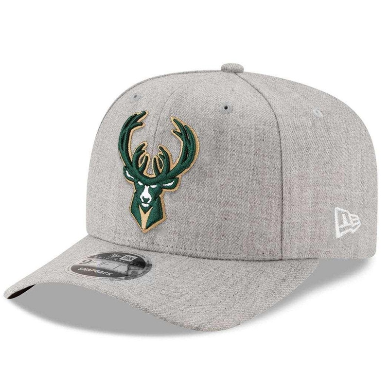 Milwaukee Bucks New Era NBA Heather Drop 9FIFTY Pre-Curved Snapback Hat