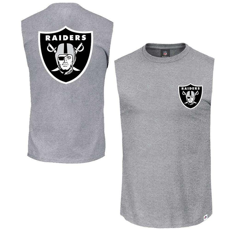Oakland Raiders Majestic NFL Yisser Sleeveless Muscle T-Shirt – Grey