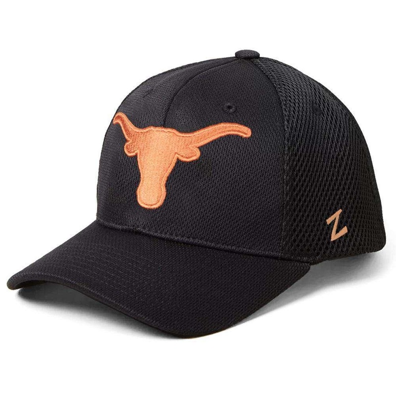 Texas Longhorns Zephyr NCAA Foam Tech Mesh Curved Snapback Hat – Black