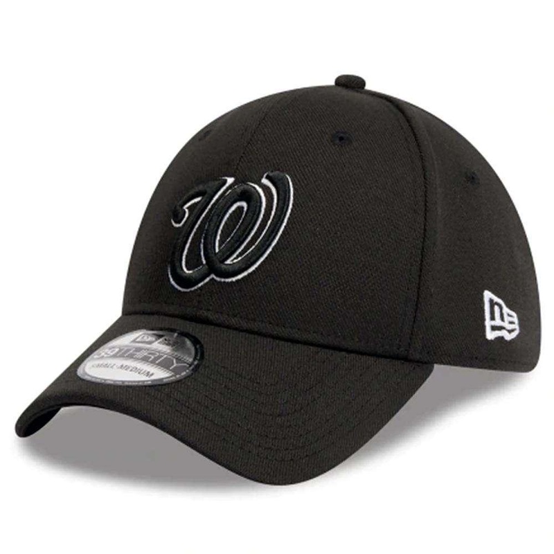 Washington Nationals New Era MLB Black & White 39THIRTY Curve Hat
