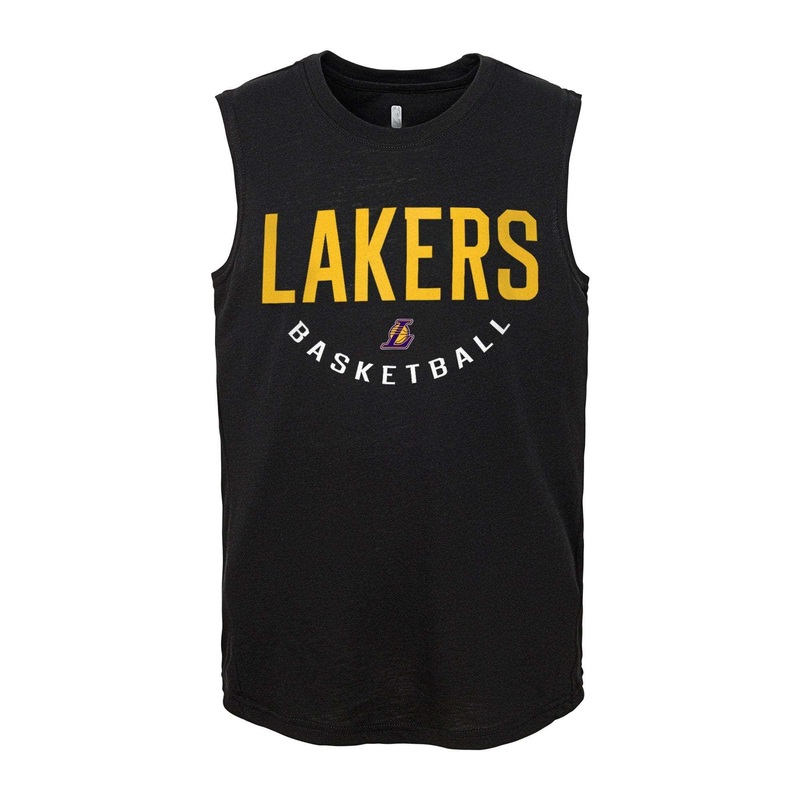 Youths Los Angeles Lakers Outerstuff NBA First String Muscle Tank – Black