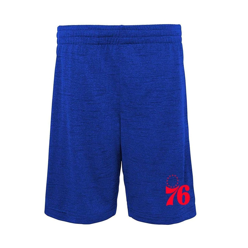 Youths Philadelphia 76ers Outerstuff NBA Content Performance Shorts – Blue