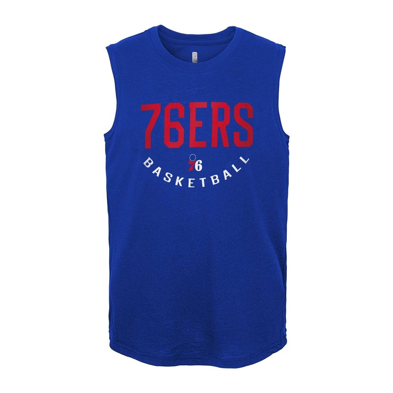Youths Philadelphia 76ers Outerstuff NBA First String Muscle Tank – Blue
