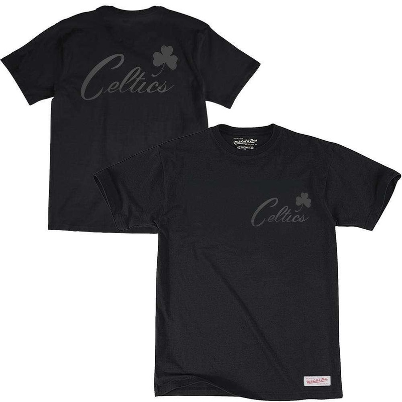 Boston Celtics Mitchell & Ness NBA Tonal Wordmark Logo T-Shirt – Black