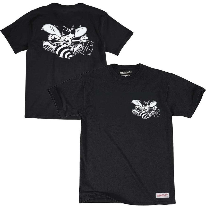 Charlotte Hornets Mitchell & Ness NBA Black & White Logo T-Shirt – Black