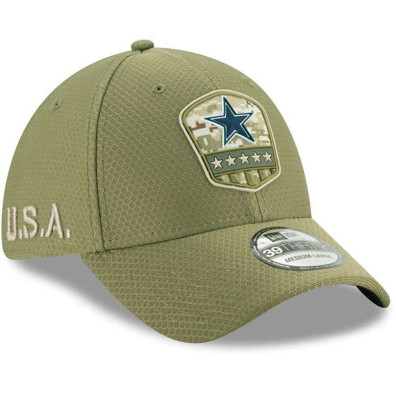 Dallas Cowboys New Era NFL 2019 Salute To Service 39THIRTY Stretch-Fit Curve Hat – Army