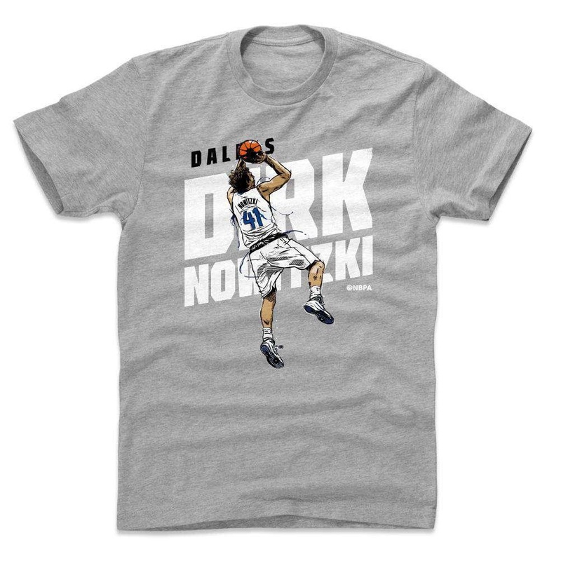 Dirk Nowitzki Dallas Mavericks 500 Level NBA Fadeaway T-Shirt – Gray