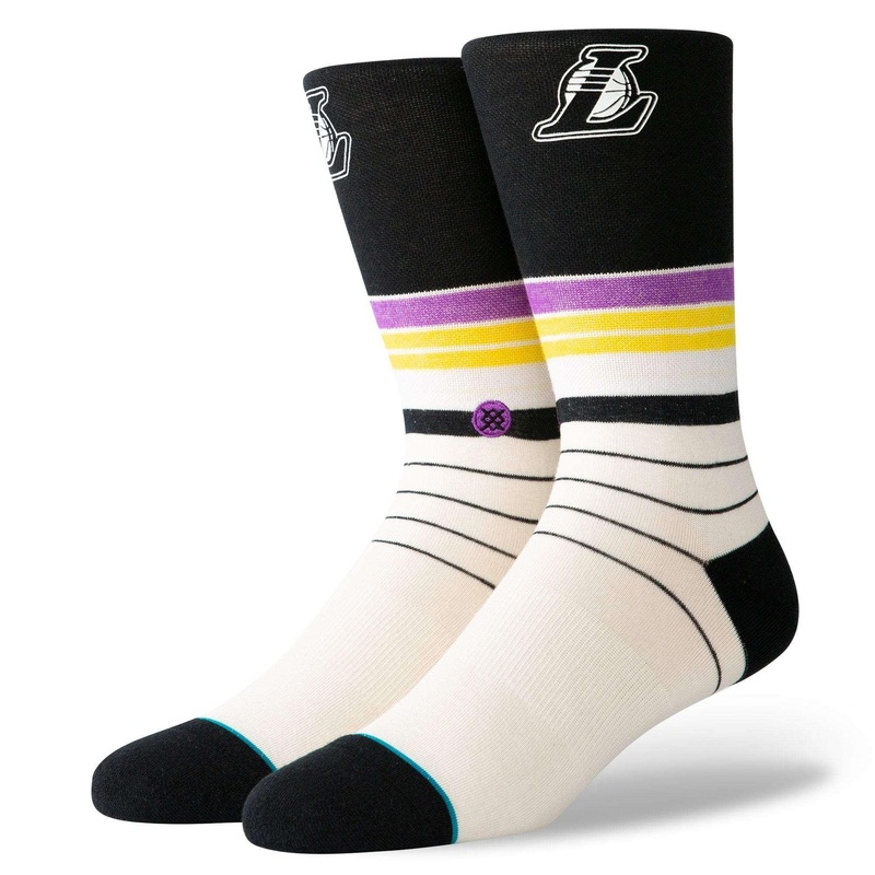 Los Angeles Lakers Stance NBA Baseline Crew Socks – Black/Beige
