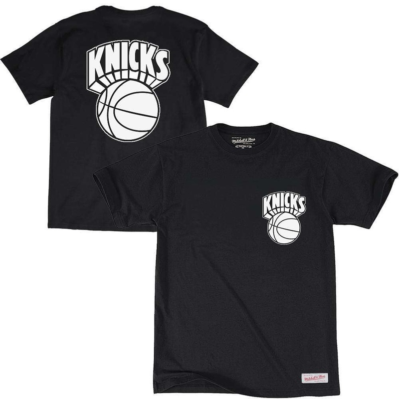 New York Knicks Mitchell & Ness NBA Black & White Logo T-Shirt – Black