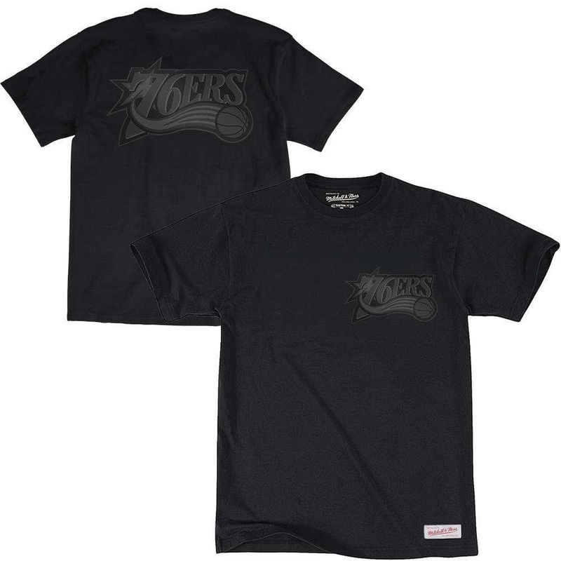 Philadelphia 76ers Mitchell & Ness NBA Tonal Wordmark Logo T-Shirt – Black