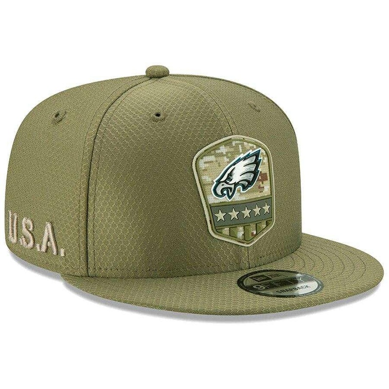 Philadelphia Eagles New Era NFL 2019 Salute To Service 9FIFTY Snapback Hat – Army