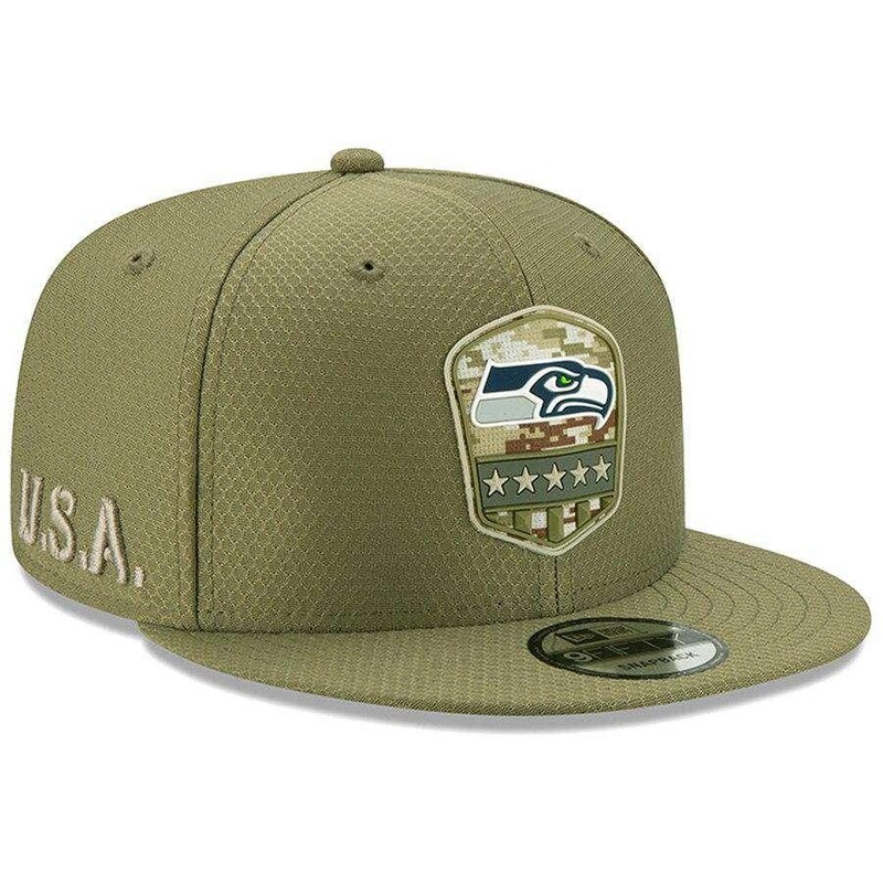 Seattle Seahawks New Era NFL 2019 Salute To Service 9FIFTY Snapback Hat – Army