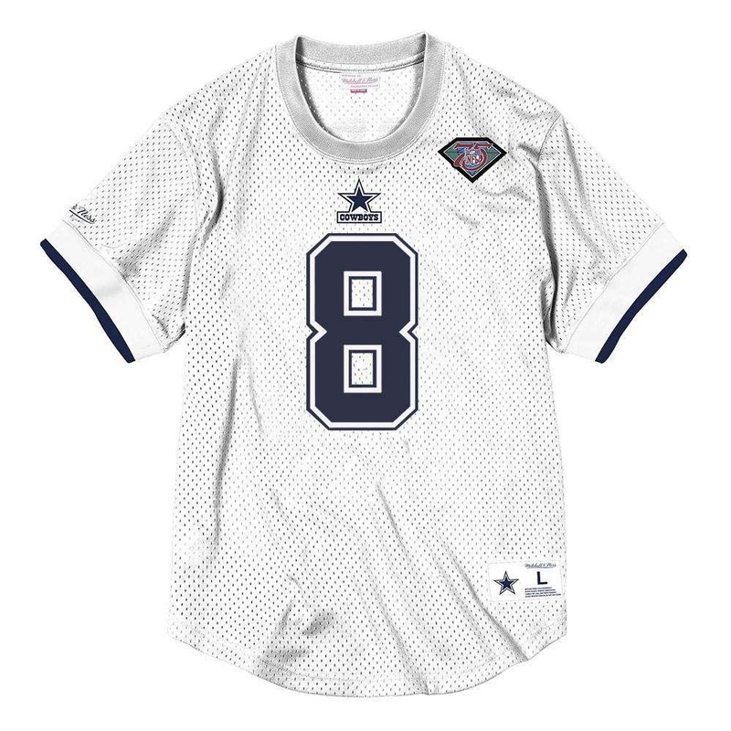 Troy Aikman Dallas Cowboys Mitchell & Ness NFL Name Number Mesh Crew – White