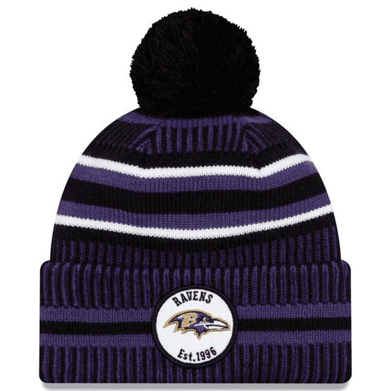 Baltimore Ravens New Era NFL 2019 Sideline Home Knit Beanie – Black