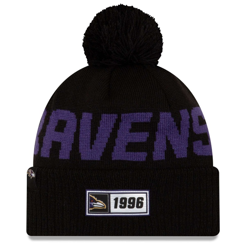 Baltimore Ravens New Era NFL 2019 Sideline Road Knit Beanie – Black