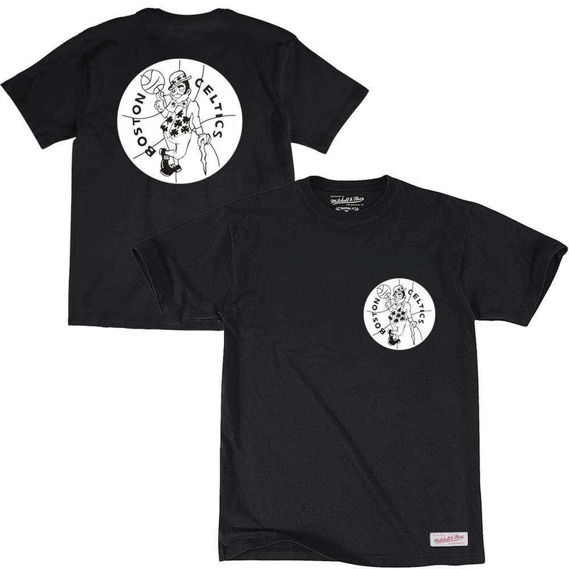 Boston Celtics Mitchell & Ness NBA Black & White Logo T-Shirt – Black