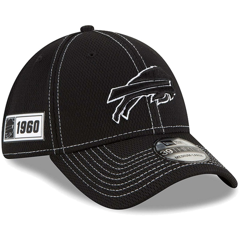 Buffalo Bills New Era NFL 2019 Sideline Black & White 39THIRTY Stretch-Fit Curve Hat