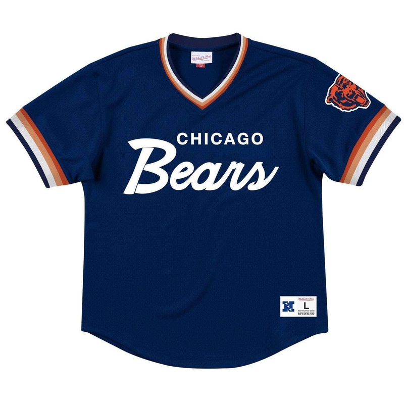 Chicago Bears Mitchell & Ness NFL Special Script Mesh V-Neck – Navy